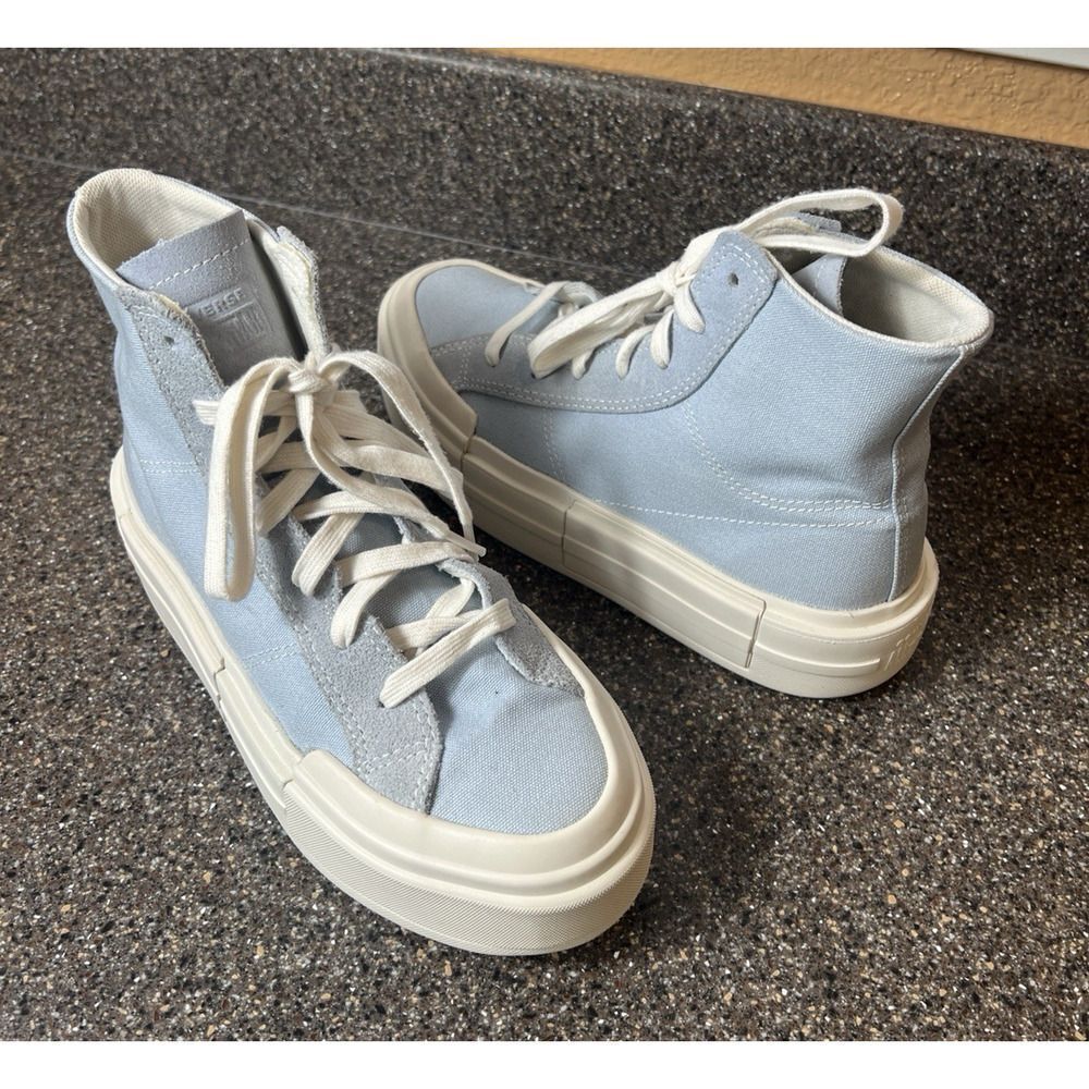 Converse All Star Platform Hi Top Womens Sz 6.5 Blue Canvas Sneaker Lace Up Shoe